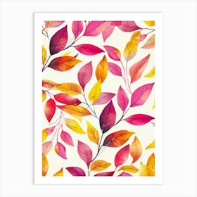 Autumn Leaves Seamless Pattern 4 Art Print