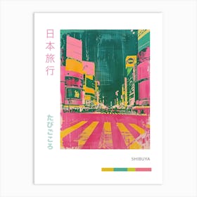 Shibuya Crossing In Tokyo Duotone Silkscreen 3 Art Print