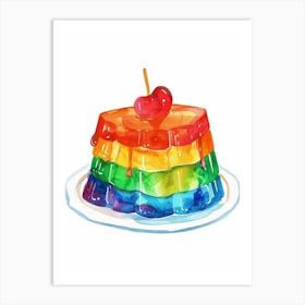 Rainbow Jelly Watercolour On A Plate Art Print