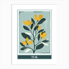 Teak Tree Flat Illustration 1 Poster Art Print