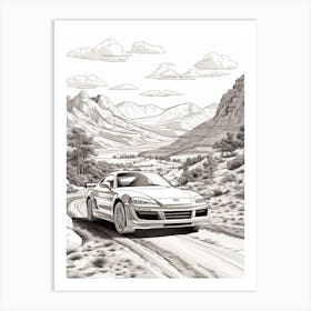Toyota Supra Desert Drawing 4 Art Print