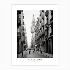 Poster Of Barcelona, Black And White Analogue Photograph 1 Art Print