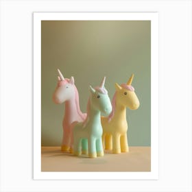Muted Pastels Toy Unicorn Friends Art Print
