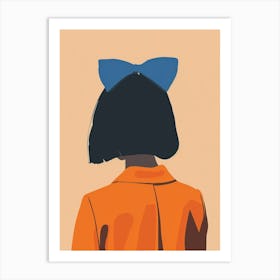 Portrait Of A Woman With A Blue Bow Art Print