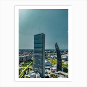 Milan skyscrapers drone vertical photography Art Print
