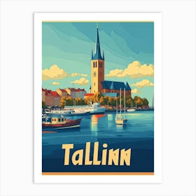 Aihrgdesign A Retro Travel Poster For Tallinn Art Print