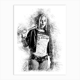 Harley Quinn Margot Sketch Art Print