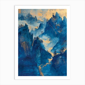 Blue And Gold Mountains 9 Art Print