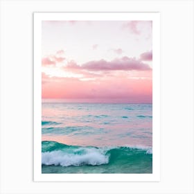 Seven Mile Beach, Jamaica Pink Photography  Art Print