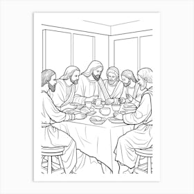 Line Art Inspired By The Last Supper 5 Art Print