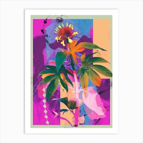 Cineraria 5 Neon Flower Collage Art Print