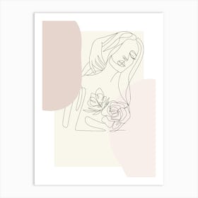 Woman With A Rose Art Print