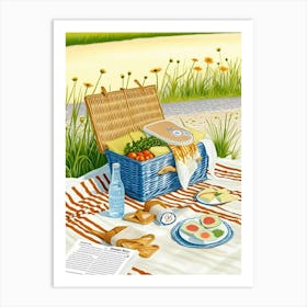 Picnic On The Beach Illustration Art Print