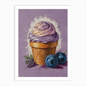 Ice Cream With Blueberries Art Print