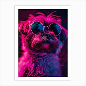 Beautiful Dog Under Neon Lights 24 Art Print