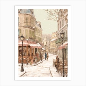 Vintage Winter Illustration Paris France 7 Art Print