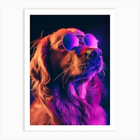 Beautiful Dog Under Neon Lights 8 Art Print