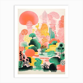 Garfield Park Conservatory Gardens Abstract Riso Style 1 Art Print