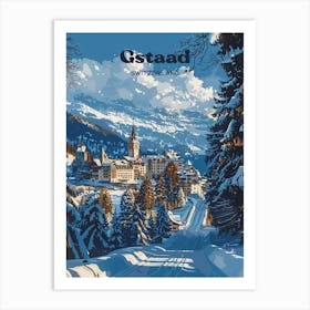 Gstaad Switzerland Ski Resort Travel Art Illustration Art Print