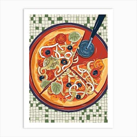 Gourmet Pizza On A Tiled Background 1 Art Print