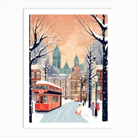 Vintage Winter Travel Illustration London United Kingdom 7 Art Print