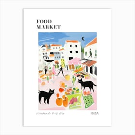 The Food Market In Ibiza 1 Illustration Poster Art Print