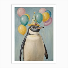 Penguin With Balloons Art Print