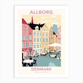 Allborg, Denmark, Flat Pastels Tones Illustration 4 Poster Art Print