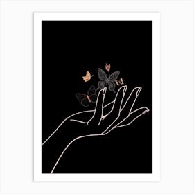 Butterfly On A Hand Art Print