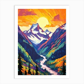 North Cascades National Park Retro Pop Art 3 Art Print