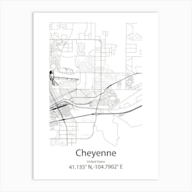 Cheyenne,United States Minimalist Map Art Print