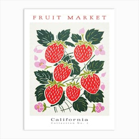 Strawberry Fruit Poster Gift California Market Art Print