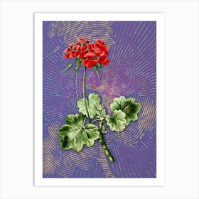 Vintage Scarlet Geranium Botanical Illustration on Veri Peri n.0465 Art Print