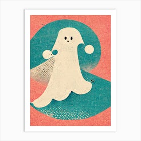 Cute Ghost Surfing Art Print