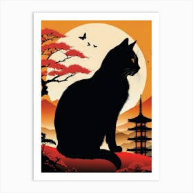 Japan Cat Art 7 Art Print