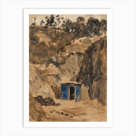 Blue Shed In The Mountains Art Print