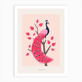 Minimalist Peacock 2 Bird Poster Art Print