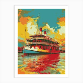 Steamboat Natchez Retro Pop Art 4 Art Print