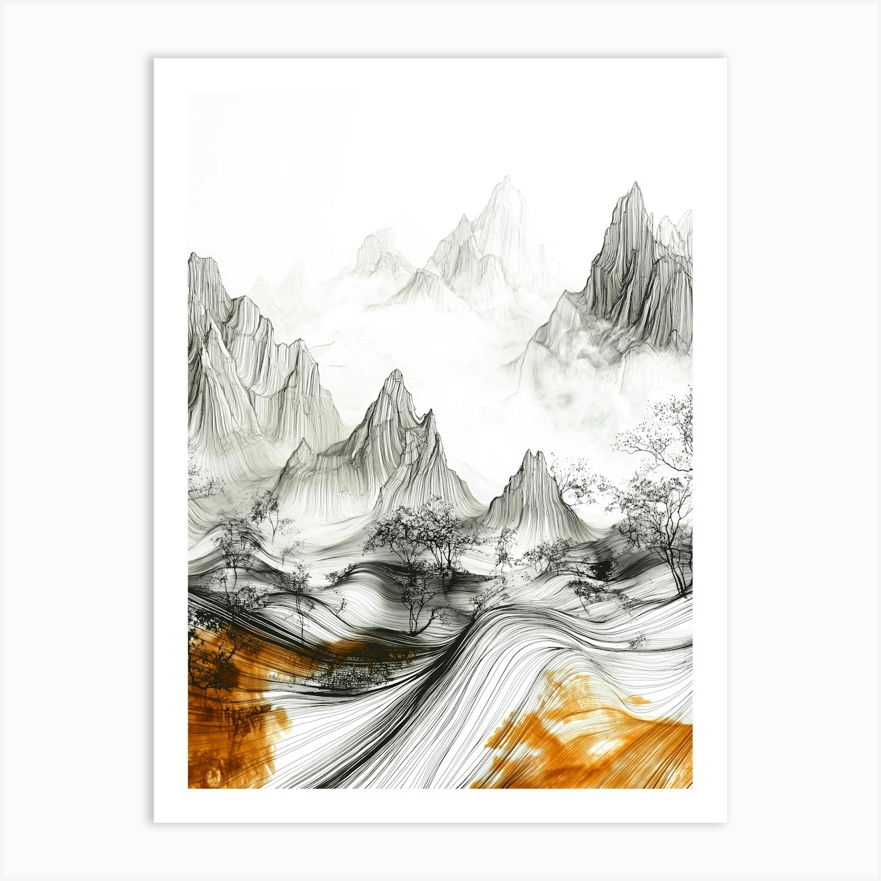 Chinese Landscape Painting 1 Art Print by JBJart Justyna Jaszke