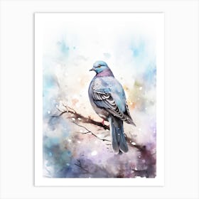 Snowy Watercolour Pidgeon 1 Art Print