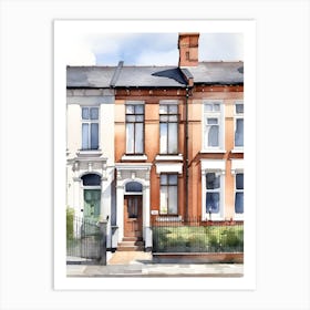 Watercolor Of A British Terraced House Art Print