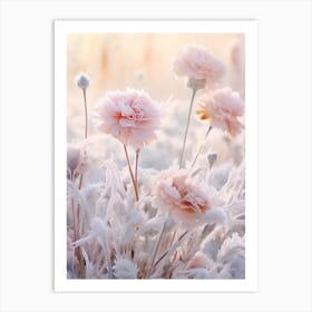 Frosty Botanical Carnation 2 Art Print