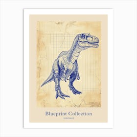 Dinosaur Blue Print Sketch 1 Poster Art Print