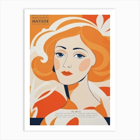 matisse woman portriat in orange watercolour 3 Art Print