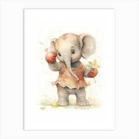 Elephant Painting Boxing Watercolour 3 Art Print