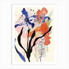 Colourful Flower Illustration Larkspur 1 Art Print