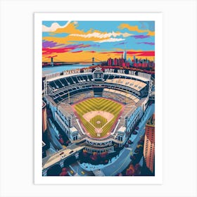 Yankee Stadium New York Colourful Silkscreen Illustration 1 Art Print