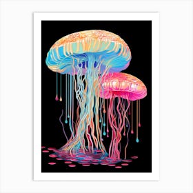 Colourful Jellyfish Illustration 3 Art Print