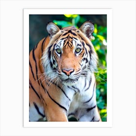 A majestic tiger with striking green eyes 1 Art Print