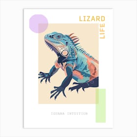 Blue Iguana Modern Illustration 10 Poster Art Print
